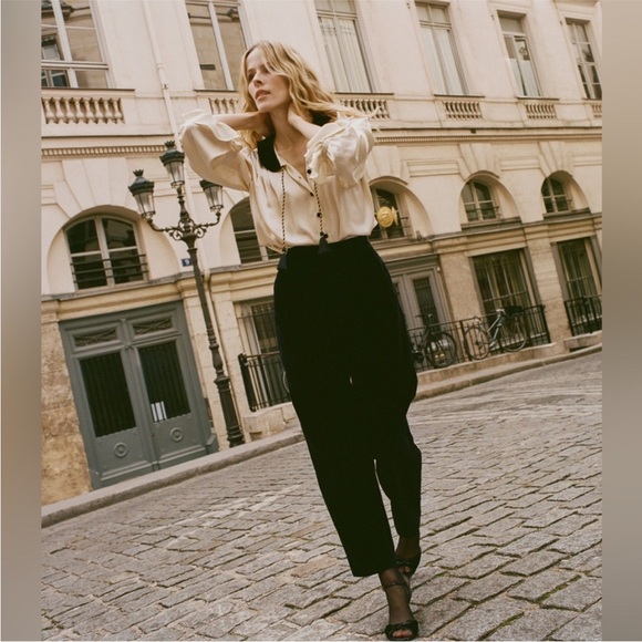 HP🎉🥳 Doen Heirloom Mabelle 100% Cotton Velvet 50s Inspired Bow Detail Pant NWT - Picture 2 of 8